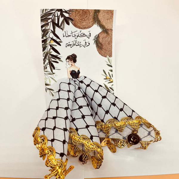 توزيعة منديل الحنا على شكل فستان عروس